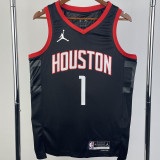 2023-24 Rockets McGRADY #1 Black Top Quality Hot Pressing NBA Jersey (Trapeze Edition)飞人版