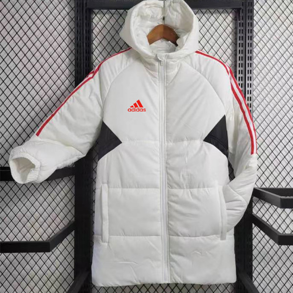2023-24 AD White Hooded Cotton Coat Red Edge (红色边) 棉衣