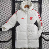 2023-24 Flamengo White Hooded Cotton Coat Red Edge (红色边) 棉衣