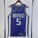 2023-24 KINGS FOX #5 Purple Away Top Quality Hot Pressing NBA Jersey(V领）