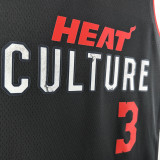 2023-24 HEAT WADE #3 Black City Edition Top Quality Hot Pressing NBA Jersey (V领）