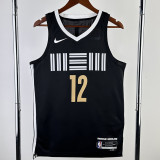 2023-24 Grizzlies MORANT #12 Black City Edition Top Quality Hot Pressing NBA Jersey