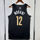 2023-24 Grizzlies MORANT #12 Black City Edition Top Quality Hot Pressing NBA Jersey