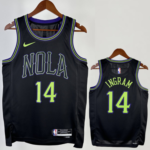 2023-24 Pelicans INGRAM #14 Black City Edition Top Quality Hot Pressing NBA Jersey