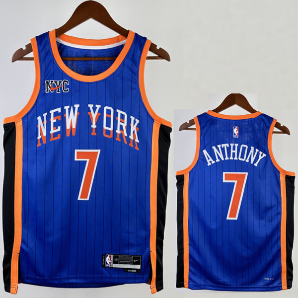 2023-34 KNICKS ANTHONY #7 Blue City Edition Top Quality Hot Pressing NBA Jersey