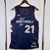 2023-24 76ERS EMBIID #21 Dark Blue City Edition Top Quality Hot Pressing NBA Jersey