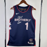 2023-24 76ERS HARDEN #1 Dark Blue City Edition Top Quality Hot Pressing NBA Jersey