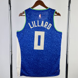 2023-24 BUCKS LILLARD #0 Blue City Edition Top Quality Hot Pressing NBA Jersey