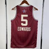 2023-24 ALL-STAR EDWARDS #5 Red Top Quality Hot Pressing NBA Jersey