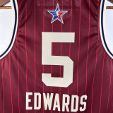 2023-24 ALL-STAR EDWARDS #5 Red Top Quality Hot Pressing NBA Jersey