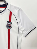 2002 England Home White Retro Soccer Jersey