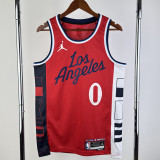 2024-25 Clippers WESTBROOK #0 Red Top Quality Hot Pressing NBA Jersey (Trapeze Edition) 飞人版