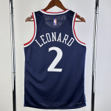 2024-25 Clippers LEONARD #2 Navy Blue Away Top Quality Hot Pressing NBA Jersey