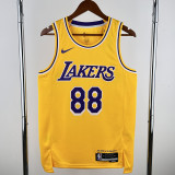 2022-23 LAKERS YUNJIN #88 Yellow Top Quality Hot Pressing NBA Jersey(圆领)