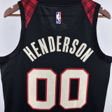 2023-24 Trail Blazers HENDERSON #00 Black City Edition Top Quality Hot Pressing NBA Jersey