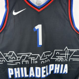 2020-21 76ERS HARDEN #1 Black City Edition Top Quality Hot Pressing NBA Jersey