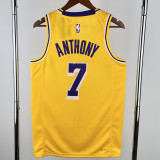 2022-23 Lakers ANTHONY #7 Yellow Top Quality Hot Pressing NBA Jersey(圆领)