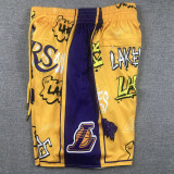 Lakers Yellow City Edition Top Quality NBA Pocket Pants (湖人涂鸦)