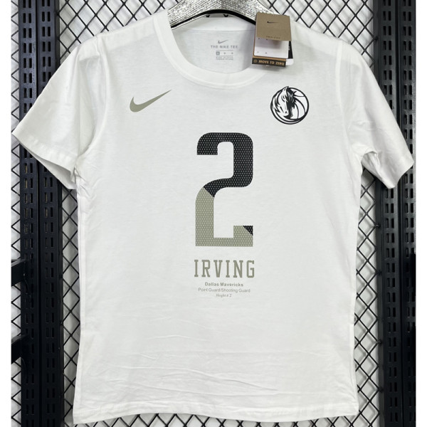 T140 Dallas Mavericks IRVING #2 White High Quality Casual T-Shirt