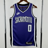 2024-25 KINGS MONK #0 Purple Retro Top Quality Hot Pressing NBA Jersey(V领）