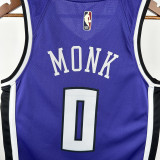 2024-25 KINGS MONK #0 Purple Retro Top Quality Hot Pressing NBA Jersey(V领）