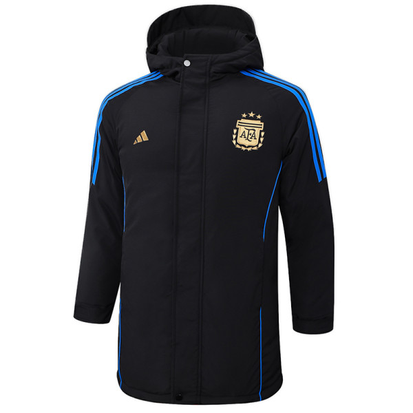 2024-25 Argentina Black Hooded Windbreaker Fabric Cotton Coat #G187(金标)棉衣