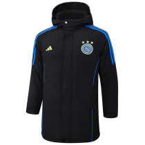 2024-25 Ajax Black Hooded Windbreaker Fabric Cotton Coat #G190棉衣