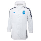 2024-25 Argentina White Hooded Windbreaker Fabric Cotton Coat #G182(蓝标)棉衣