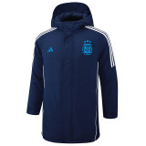 2024-25 Argentina Royal Blue Hooded Windbreaker Fabric Cotton Coat #G184(蓝标)棉衣