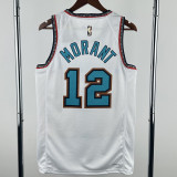 2024-25 Grizzlies MORANT #12 White Retro Top Quality Hot Pressing NBA Jersey
