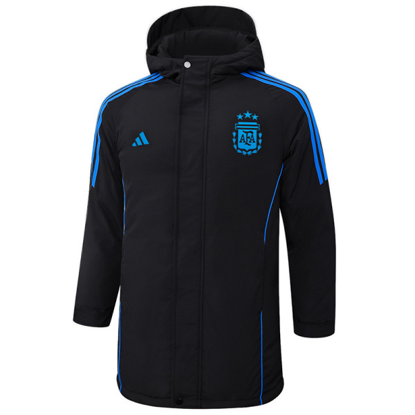 2024-25 Argentina Black Hooded Windbreaker Fabric Cotton Coat #G186(蓝标)棉衣