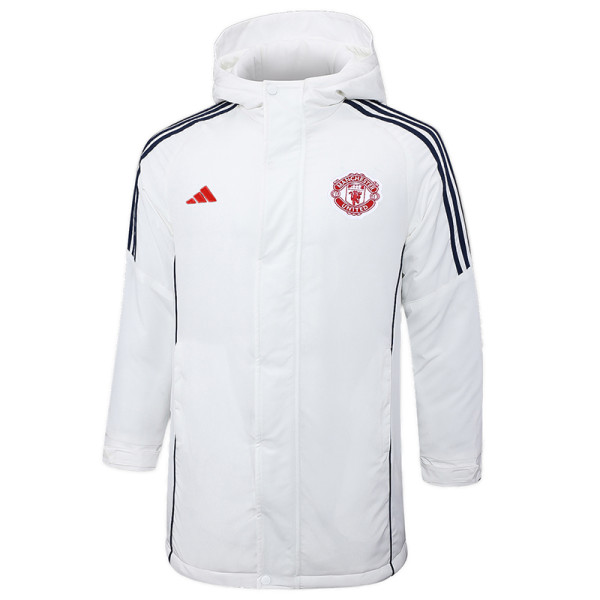 2024-25 Man Utd White Hooded Windbreaker Fabric Cotton Coat #G219