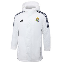 2024-25 RMA White Hooded Windbreaker Fabric Cotton Coat #G209(彩标)