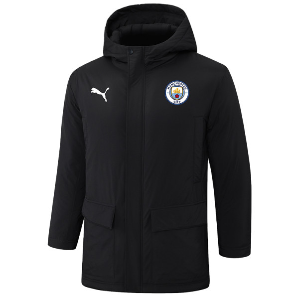 2024-25 Man City Black Hooded Windbreaker Fabric Cotton Coat #G243(白彪标)