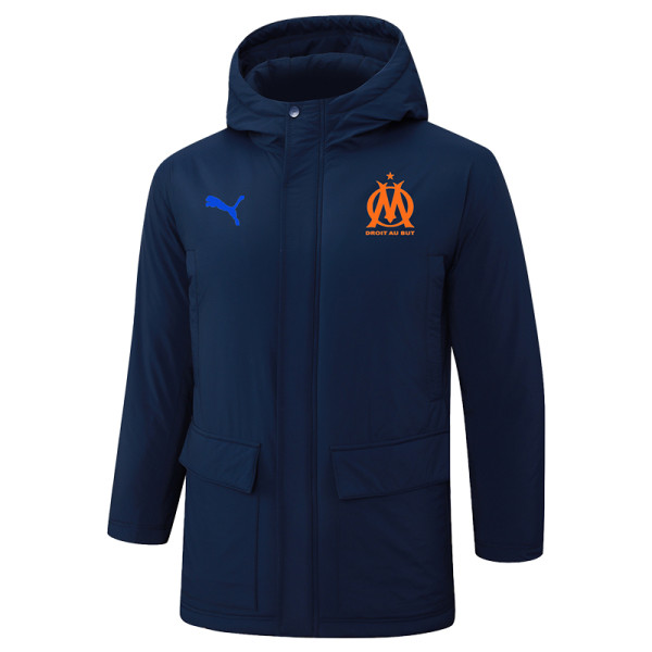 2024-25 Marseille Royal Blue Hooded Windbreaker Fabric Cotton Coat #G244(橙标)