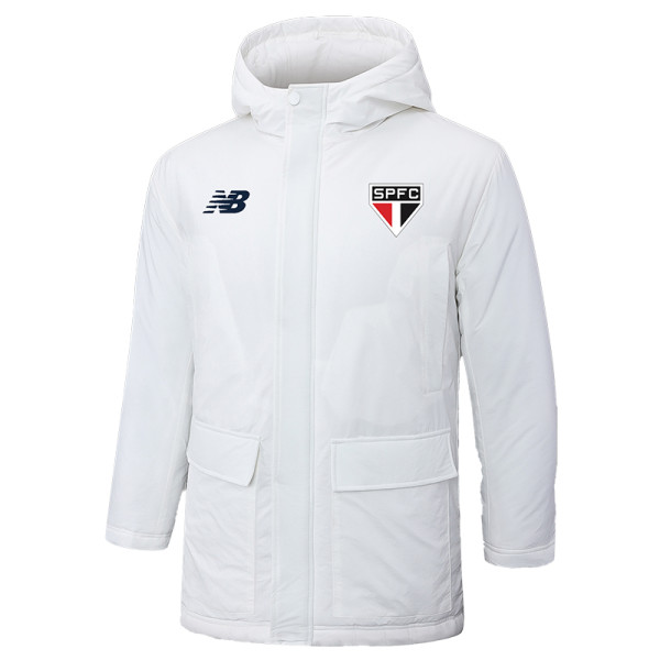2024-25 Sao Paulo White Hooded Windbreaker Fabric Cotton Coat #G260