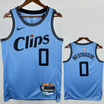 2024-25 Clippers WESTBROOK #0 Blue City Edition Top Quality Hot Pressing NBA Jersey