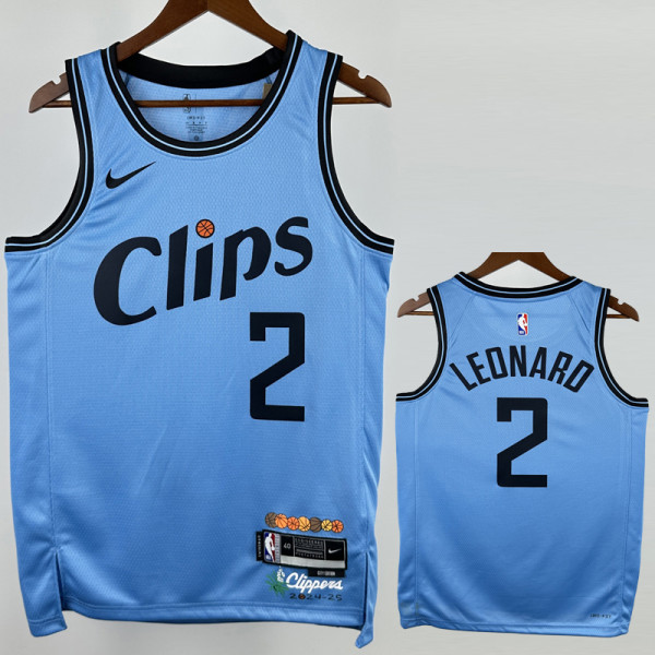 2024-25 Clippers LEONARD #2 Blue City Edition Top Quality Hot Pressing NBA Jersey