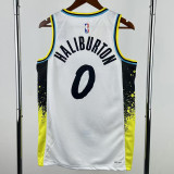 2024-25 Indiana Pacers HALIBURTON #0 White City Edition Top Quality Hot Pressing NBA Jersey
