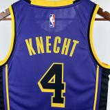 2022-23 LAKERS KNECHT #4 Purple Top Quality Hot Pressing NBA Jersey (Trapeze Edition) 飞人版