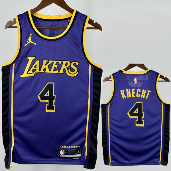 2022-23 LAKERS KNECHT #4 Purple Top Quality Hot Pressing NBA Jersey (Trapeze Edition) 飞人版