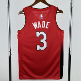 2024-25 HEAT WADE #3 Red City Edition Top Quality Hot Pressing NBA Jersey (V领）