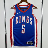 2024-25 Kings FOX #5 Blue City Edition Top Quality Hot Pressing NBA Jersey