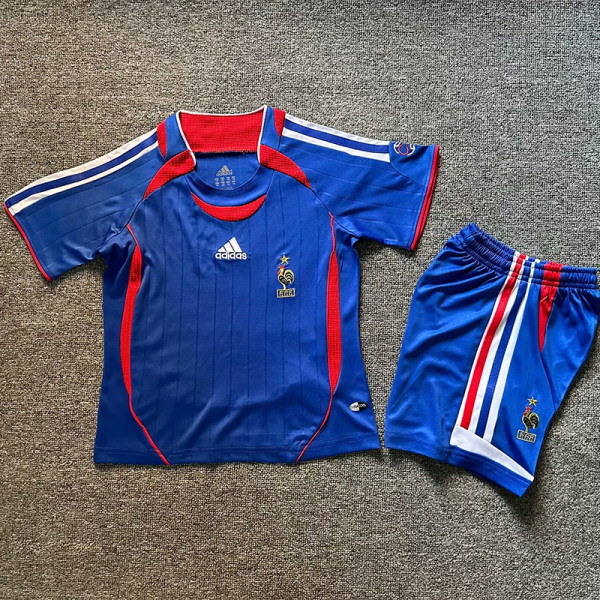 2006 France Home Kids Retro Soccer Jersey