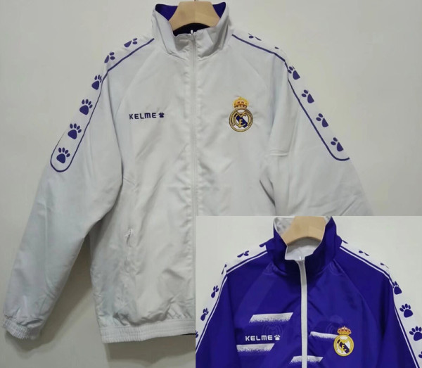 2024-25 RMA White & Blue Double Sided Windbreaker (双面刺绣)(双面风衣)
