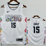 2024-25 Nuggets JOKIC #15 White City Edition Top Quality Hot Pressing NBA Jersey