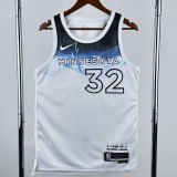 2024-25 Timberwolves TOWNS #32 White City Edition Top Quality Hot Pressing NBA Jersey
