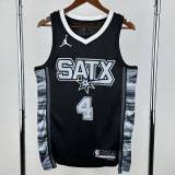 2022-23 SA Spurs FOX #4 Black Top Quality Hot Pressing NBA Jersey (Trapeze Edition) 飞人版
