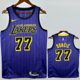 2020-21 Lakers DONCIC #77 Purple Top Quality Hot Pressing NBA Jersey(圆领)