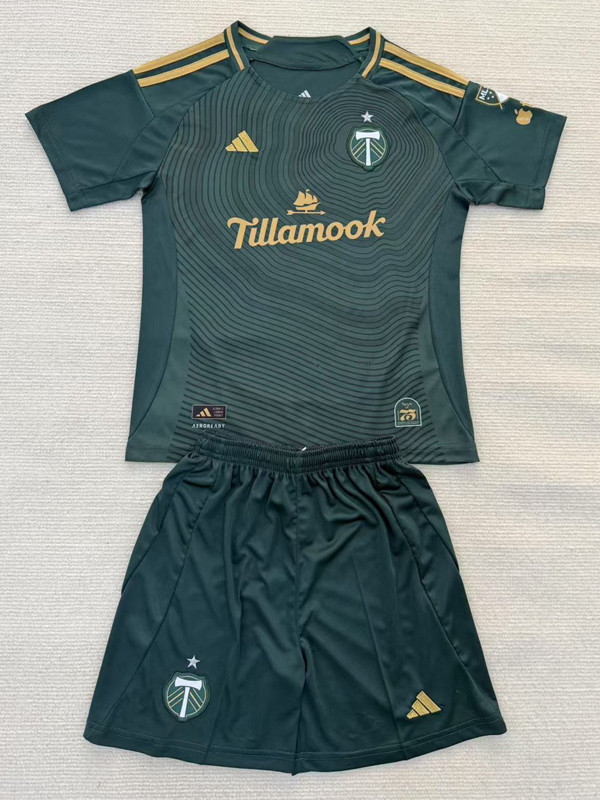 2025-26 Portland Timbers Home Kids Soccer Jersey (带章)